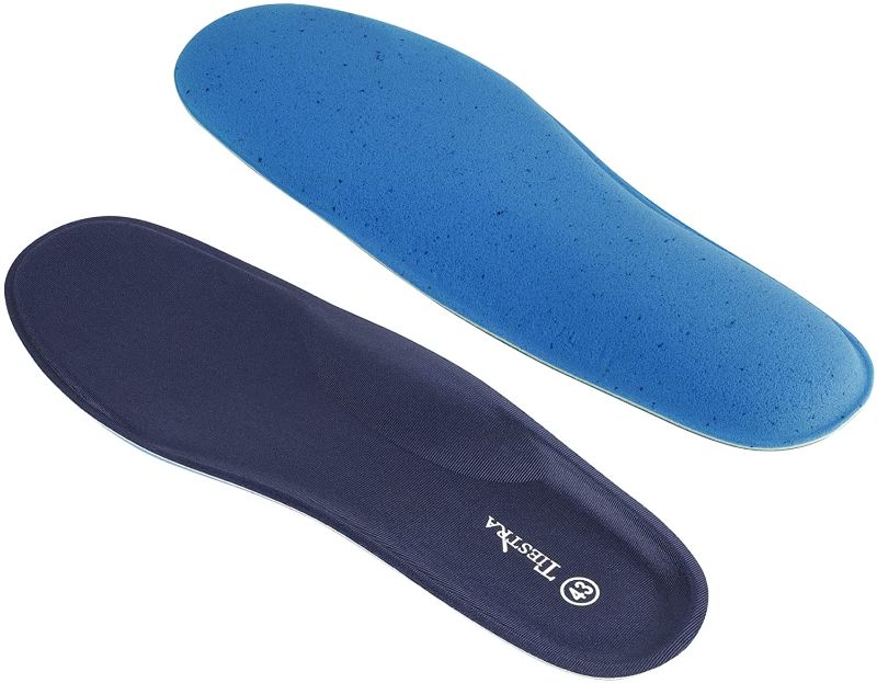 Photo 1 of TIESTRA Arch Support Insoles Men Plantar Fasciitis Orthotic Cushion Memory Foam Thick Shoe Inserts for Men Work Boots Running Walking Shoes Replacement Sneakers Feet Insoles Navy Blue 46EU,US Size 13
