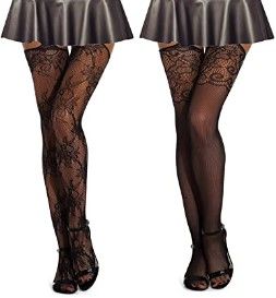 Photo 1 of 2 PACK! TOTAL OF 4!  MengPa Fishnet Stockings Thigh High Patterned Suspender Tights Pantyhose for Women
UNKNOWN SIZE 