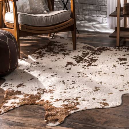 Photo 1 of Brown Macchiato Faux Cowhide Area Rug 3' 10" X  5'
