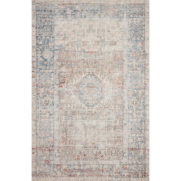 Photo 1 of Chris Loves Julia x Loloi Jules Natural/Ocean 5'-0" x 7'-6" Area Rug
