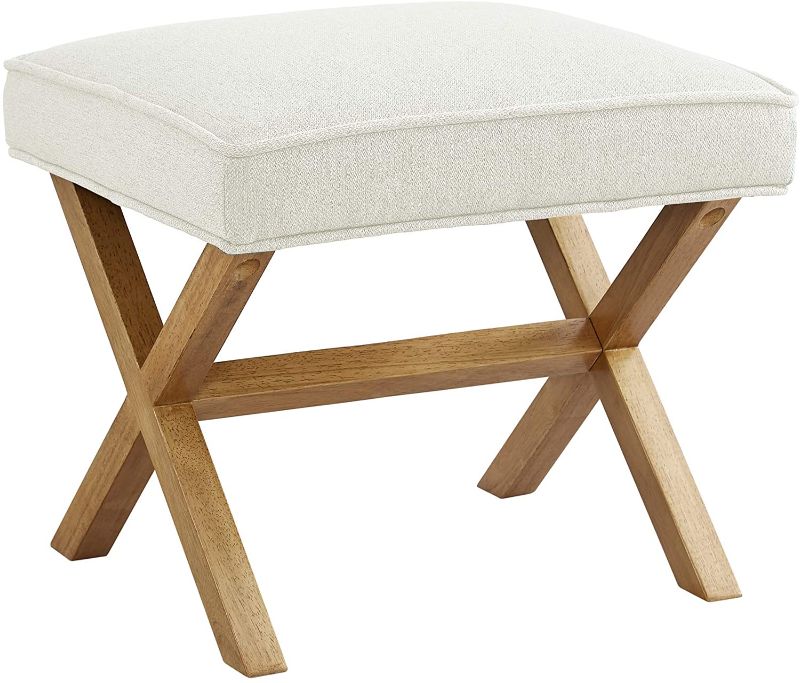 Photo 1 of Amazon Brand – Rivet Mid-Century Modern X Stool Ottoman Chair, 20" W, Ivory
