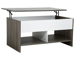 Photo 1 of FDW Lift Top Coffee Table With Silent Air Rod Hidden Compartment and Lower Shelf - Pop-Up Tabletop For living Room Reception Room ,Oak and White
