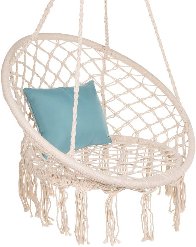 Photo 1 of Best Choice Products Handwoven Cotton Macramé Hammock Hanging Chair