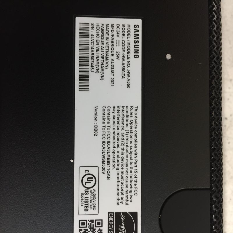 Photo 5 of SAMSUNG 2.1ch A550 A Series Soundbar  -- sound bar only