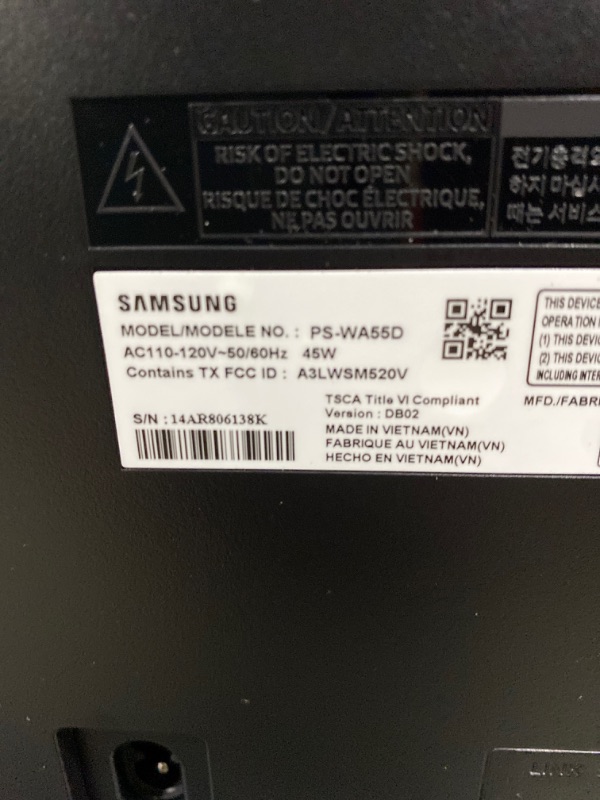 Photo 2 of SAMSUNG 2.1ch A550 A Series Soundbar  -- sound bar only