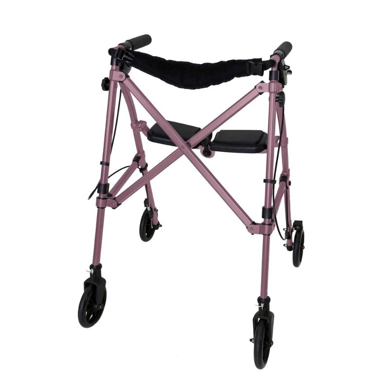 Photo 1 of Able Life 4-Wheel Space Saver Folding Travel Walking Aid Walker Rollator in Regal Rose