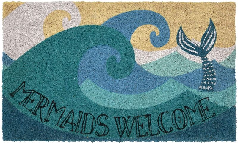 Photo 1 of Liora?Manne?Natura Door Mat Novelty Designs - Durable Natural Coir & Vinyl Back, Long Lasting Color, Foyers, Porches, Patios & Decks, Mermaids Welcome, 2' x 3'
