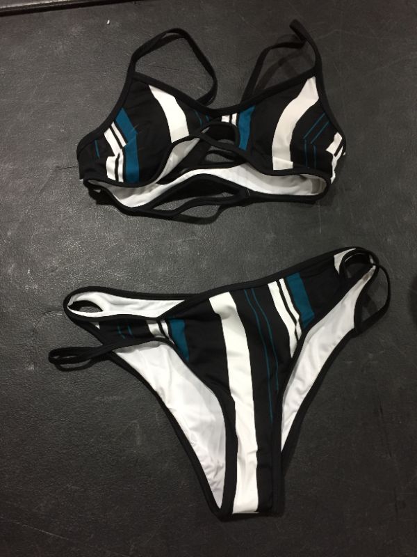 Photo 1 of Blue White And Black Striped Bikini size S
