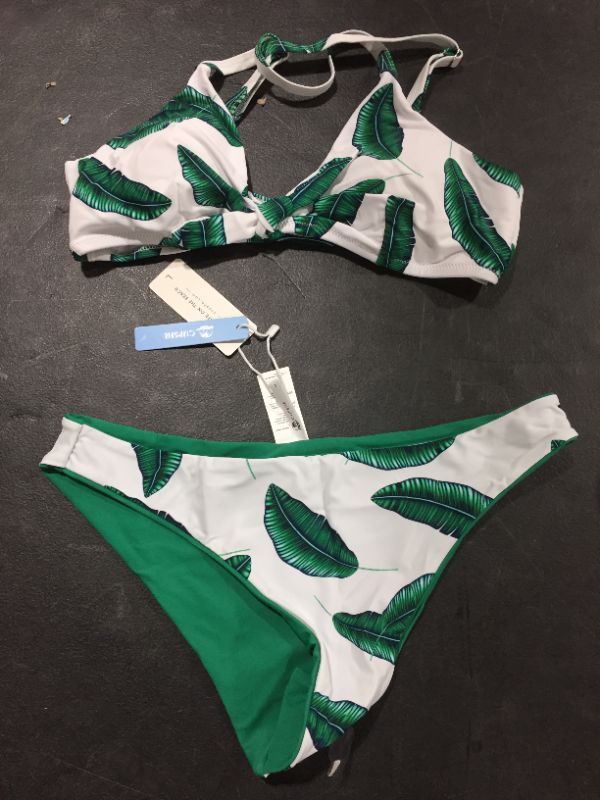 Photo 1 of CUPSHE LEAFY TWO PIECE SWIM SUIT SIZE L