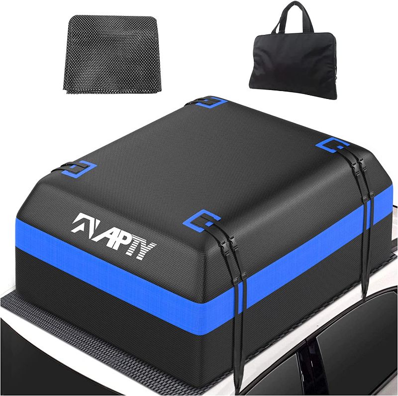 Photo 1 of APTY Car Roof Top Bag Cargo Carrier, 15 Cubic Feet Soft Rooftop Luggage Bag, Premium 750D PVC, Waterproof Zip, with Anti-Slip Mat + Storage Bag, for All Vechicles SUV with/Without Rack
