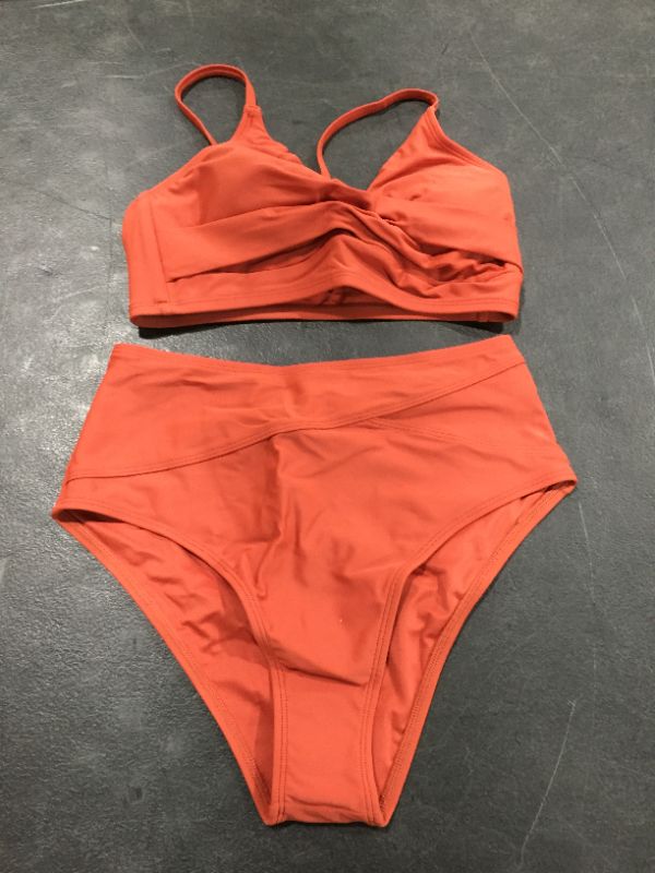 Photo 2 of CUPSHE Women's Red Twist High Waist V Neck Bikini Sets Small 
