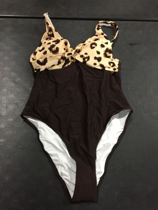 Photo 1 of Cupshe 1 Piece Bathing Suit Brown with leopard print 