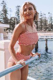 Photo 1 of Cupshe Red Gingham Smocked Bikini
