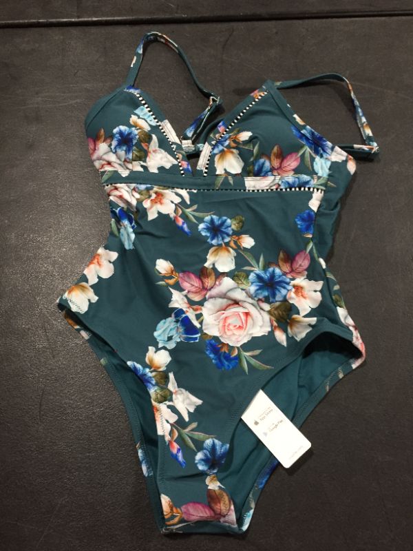 Photo 2 of Cupshe Women One-Piece Swimwear Pear Blossom Floral Print Swimsuit Small 
