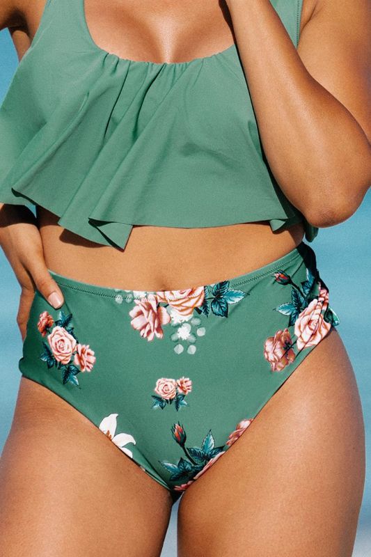 Photo 1 of Cupshe Bree Floral High Waisted Plus Size Bikini Bottom 4X 
