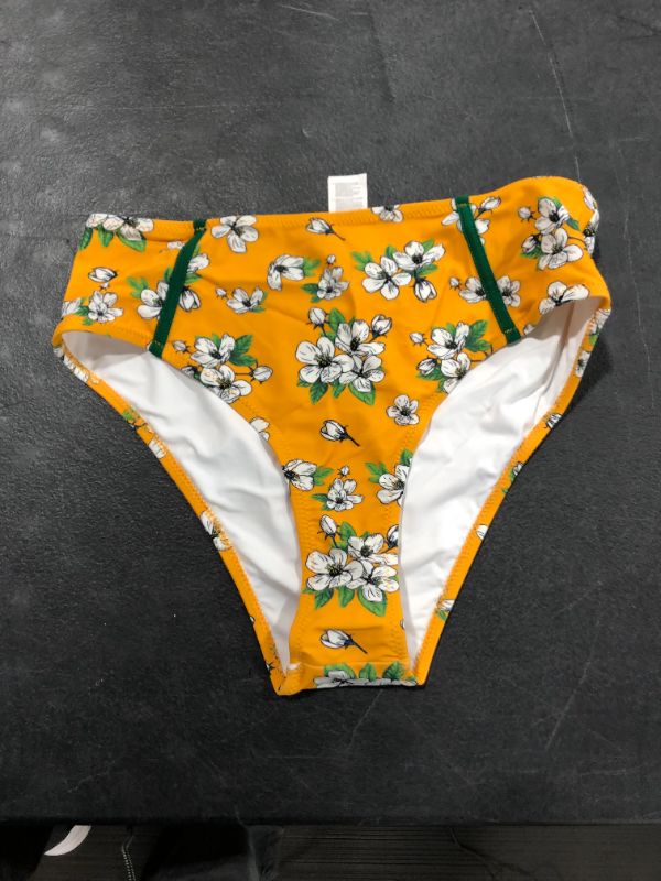 Photo 2 of Cupshe Yellow Floral Mid Rise Bikini Bottom Medium
