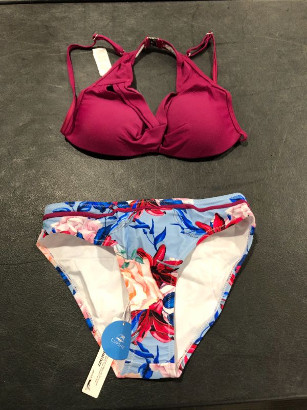 Photo 2 of Cupshe Plum And Floral Wrap Bikini Small 