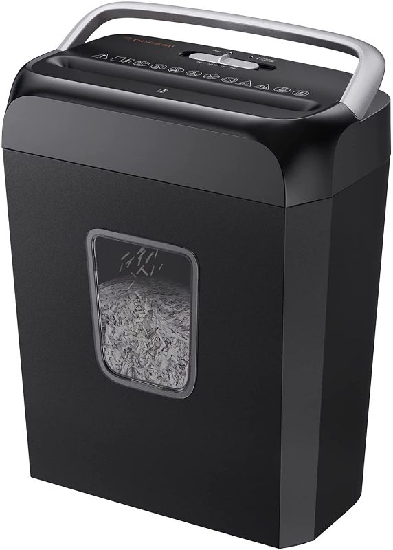 Photo 1 of bonsaii Paper Shredder for Home Use, 6-Sheet Crosscut Paper and Credit Card Shredder for Home Office, Home Shredder with Handle for Document, Mail, Staple, Clip-3.4 Gal Wastebasket(C237-B)
