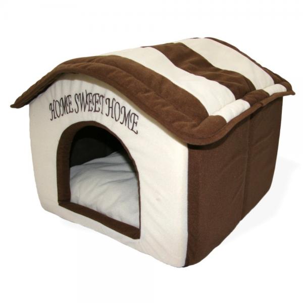Photo 1 of Best Pet Supplies Home Sweet Home Plush Covered Cat & Dog Bed, Brown
