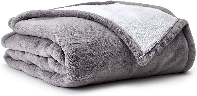 Photo 1 of Eddie Bauer | Smart Heated Electric Throw Blanket - Reversible Sherpa - Hands Free Control - Wi-Fi Only (2.4GHz) - Compatible with Alexa, Google, iOS, Android - Gray
