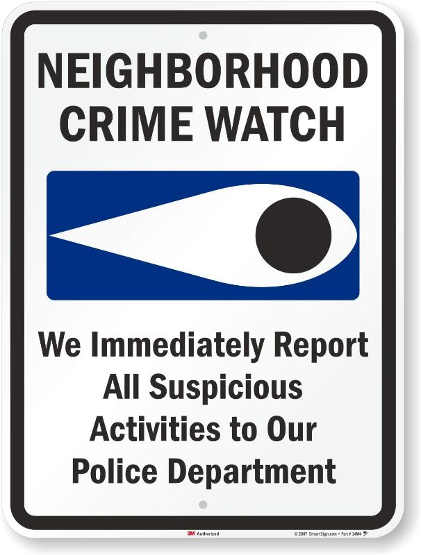 Photo 1 of "Neighborhood Crime Watch - We Immediately Report All Suspicious Activities to Police" Sign by SmartSign | 18" x 24" 3M Engineer Grade Reflective Aluminum
