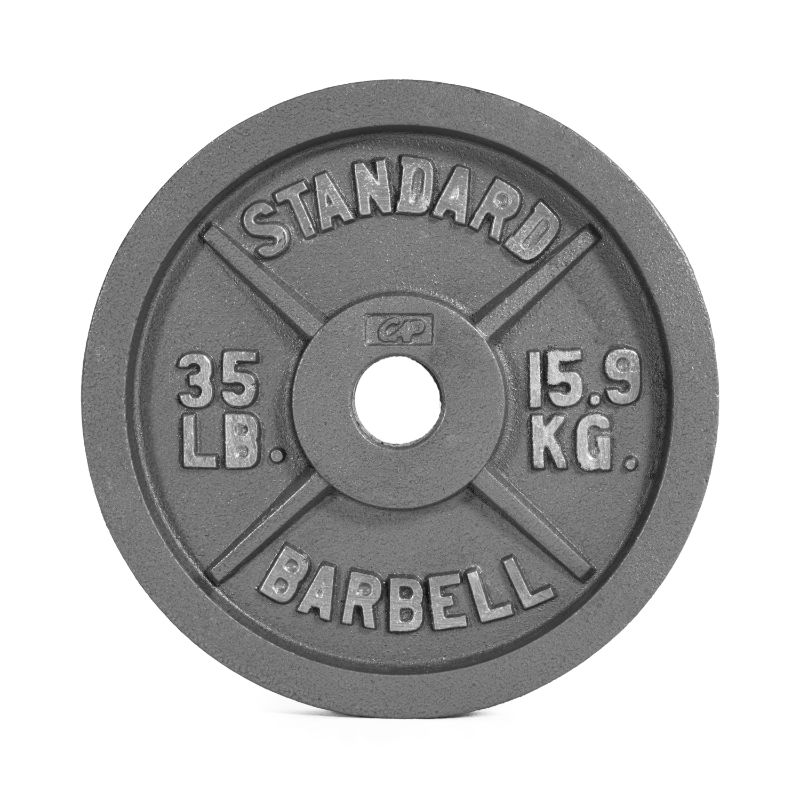 Photo 1 of  Barbell Gray Olympic Cast Iron Plate, 35 Lbs.