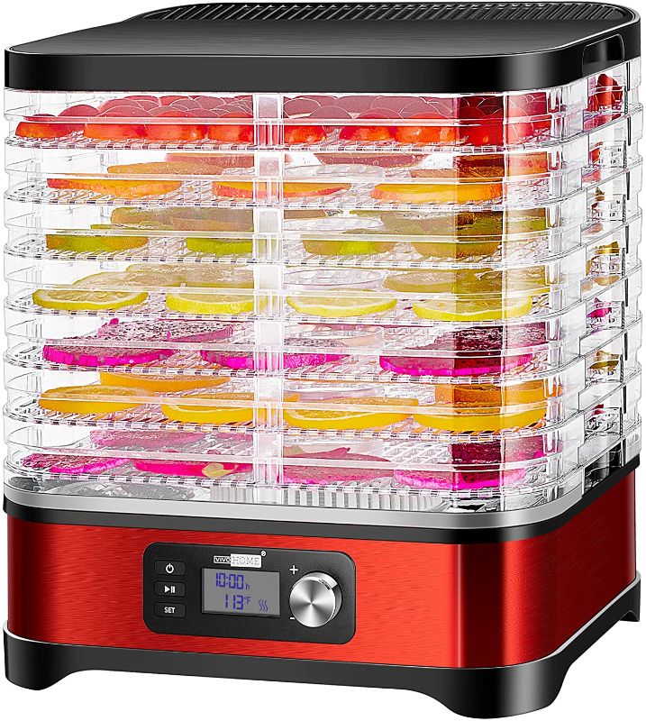 Photo 1 of VIVOHOME Electric 400W 8 Trays Food Dehydrator Machine with Digital Timer and Temperature Control for Fruit Vegetable Meat Beef Jerky Maker Red BPA Free
