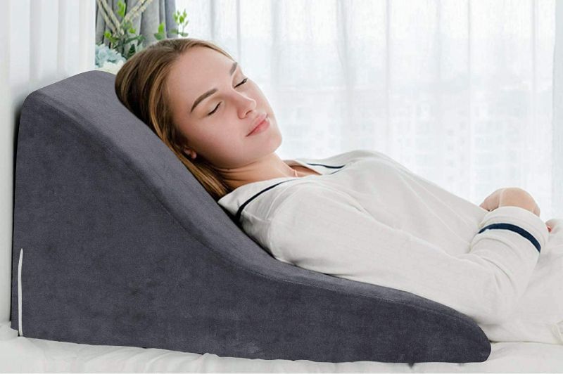 Photo 1 of Bed Wedge Pillow - Sleeping Pillow with Removable Velvet Cover 