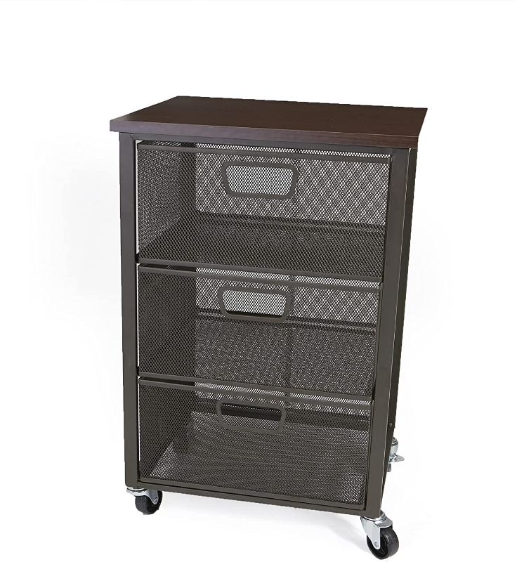 Photo 1 of Mind Reader Rolling Storage Cart with 3 Drawers, File Storage Cart, Utility Cart, Office Cart Drawer Storage, Bathroom Storage
