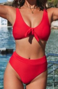 Photo 1 of M Ribbed Red Bowknot Bikini