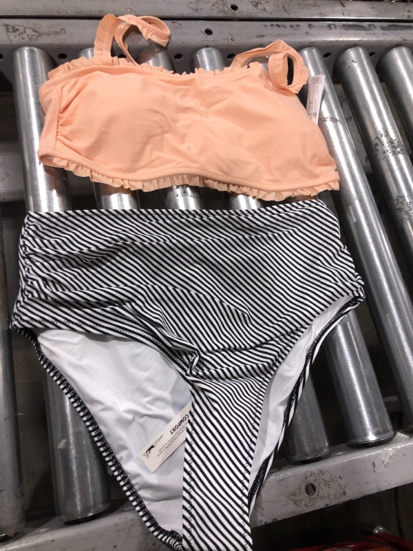 Photo 1 of Ruffle Bandeau Bikini With High Waisted Bottom XL