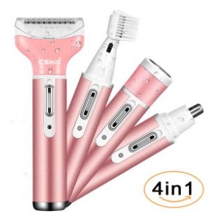 Photo 1 of Electric Shaver for Women, 4 in 1 Rechargeable Razor Waterproof Painless Epilator Nose Hair Removal Remover Facial Body Bikini Eyebrow Beard Sideburn Mustache Trimmer Clipper Grooming Groomer Kit
