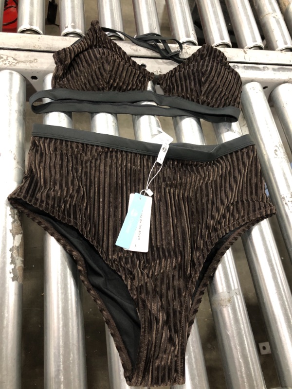 Photo 2 of L Dark Brown Smocked Bikini
