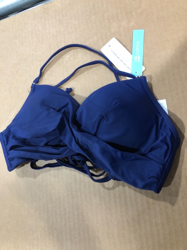 Photo 2 of M Navy Wrap Lace Up Bikini Top
