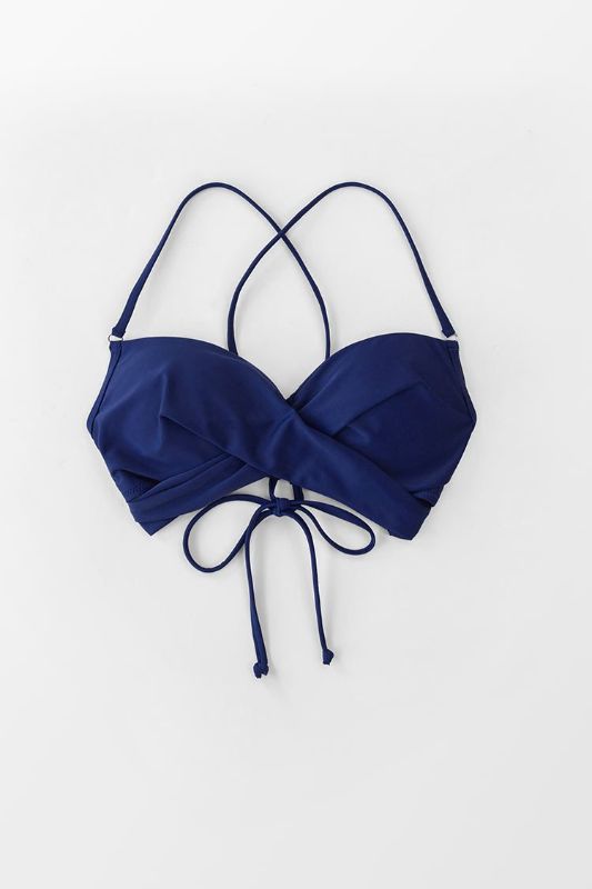 Photo 1 of M Navy Wrap Lace Up Bikini Top
