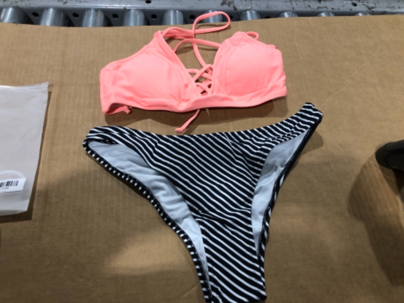 Photo 2 of Peachy And Striped High Leg Bikini- Small
