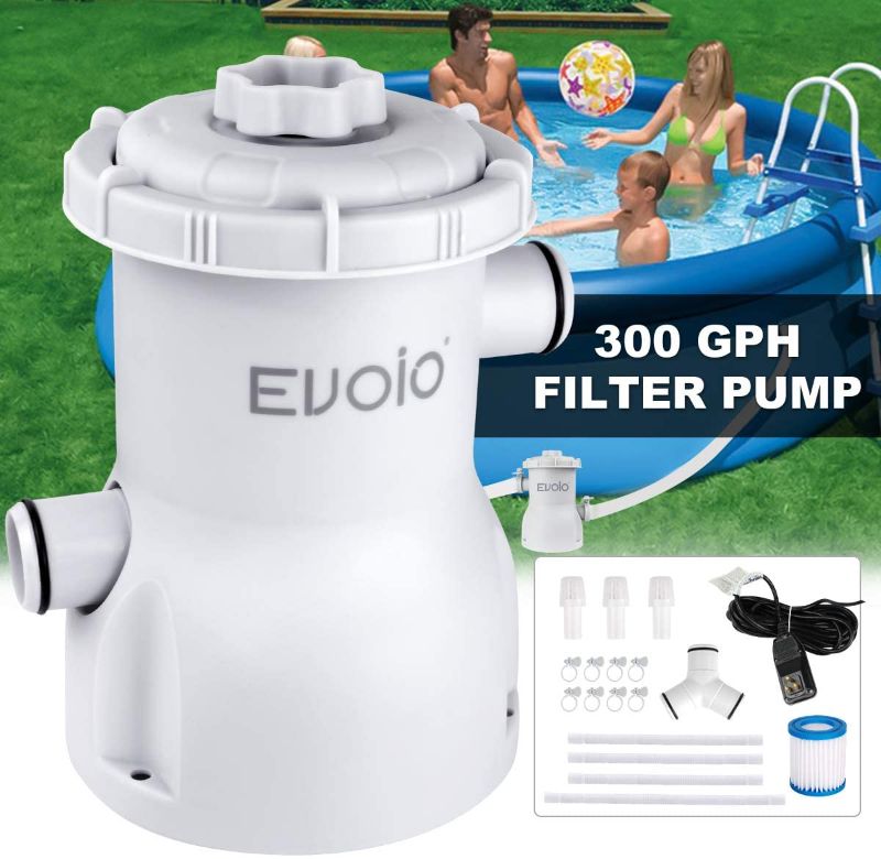 Photo 1 of Evoio 300 Gallons Cartridge Pool Filters Pump, Swimming Pool Filter Pump,Electric Swimming Pool Filter Pump for Pools Cleaning Tool Set+ Filter Cartridge (s-4)
