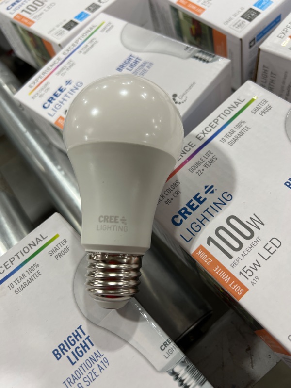 Photo 3 of Cree Lighting A19 100W Equivalent LED Bulb, 1600 lumens, Dimmable, Soft White 2700K, 25,000 Hour Rated Life, 90+ CRI | 7 pack
