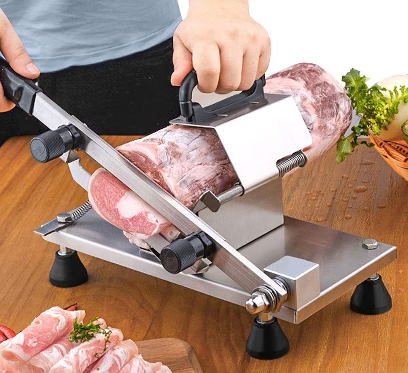 Photo 1 of BAOSHISHAN Manual Meat Slicer Frozen Meat Slicer Slicing Machine Stainless Steel Meat Cleaver for Beef Mutton Roll Bacon Vegetable Home Use Hotpot Shabu Shabu
