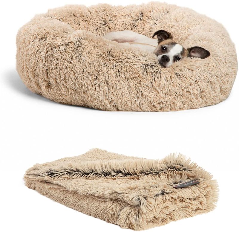 Photo 1 of Best Friends by Sheri The Original Calming Donut Cat and Dog Bed in Shag or Lux Fur, Machine Washable, High Bolster Medium