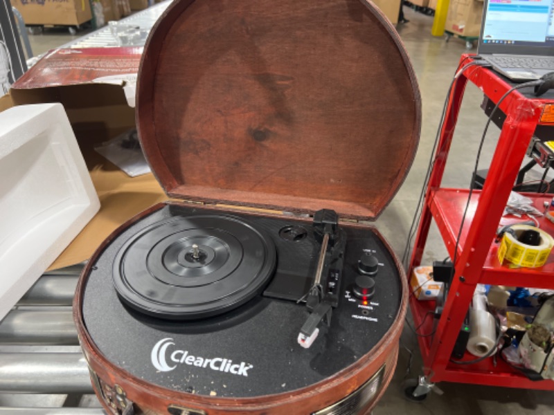 Photo 2 of ClearClick Vintage Suitcase Turntable with Bluetooth & USB - Classic Wooden Retro Style
