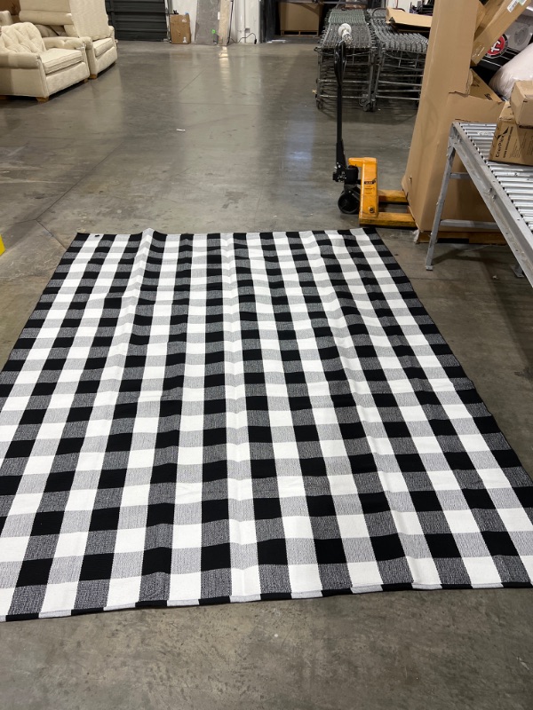 Photo 1 of Black & White Checkered Patio Rub 90x114 in 