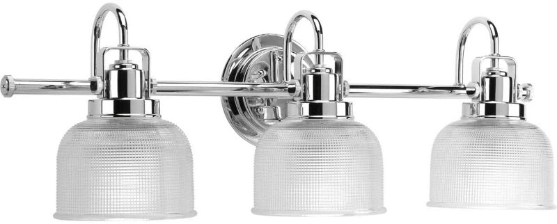 Photo 1 of Archie Collection 3-Light Clear Double Prismatic Glass Coastal Bath Vanity Light Polished Chrome
