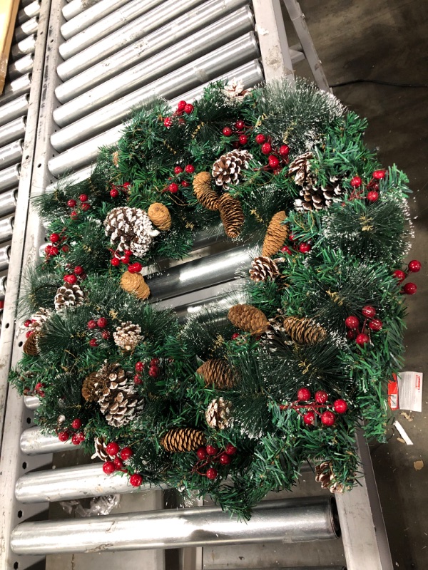 Photo 2 of 24-in Pre-lit Outdoor Green Spruce Artificial Christmas Wreath