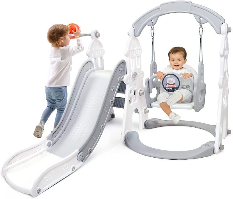 Photo 1 of  Kids Slide and Swing Set with Basketball Hoop Baby Slide for toddlers