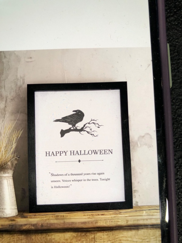 Photo 1 of Dazonge Halloween decor happy Halloween farmhouse wall sign 14x11 terrifying crow print