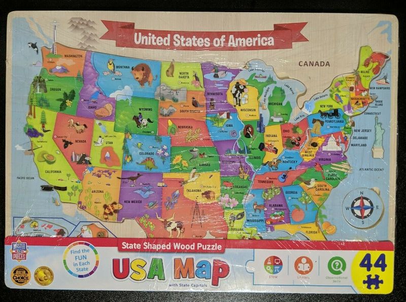 Photo 1 of MasterPieces USA Wood Map - 44 Wood Piece Puzzle ~ Homeschool Geography
