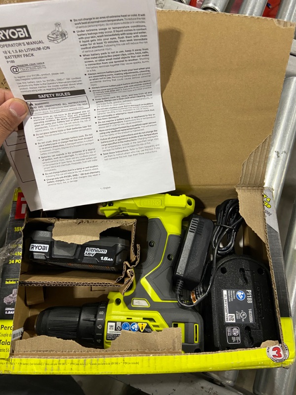 Photo 2 of RYOBI ONE+ 18V Lithium-Ion Cordless 1/2 in. Drill/Driver Kit with (1) 1.5 Ah Battery and 18V Charger
