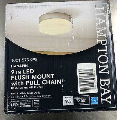 Photo 1 of 9 in LED Flush Mount Light Brushed Nickel w/ Pull Chain Hampton Bay Hanafin
