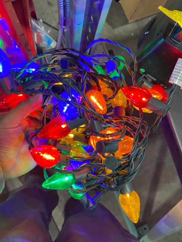 Photo 2 of 50 ft. 50-Light LED C9 Multi-Color Super Bright String Light Christmas Decoration
